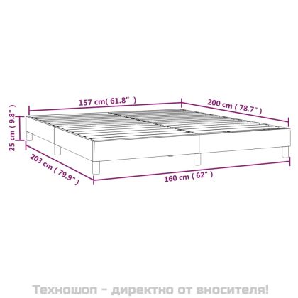 Рамка за легло с пружини, синя, 160x200 см, плат