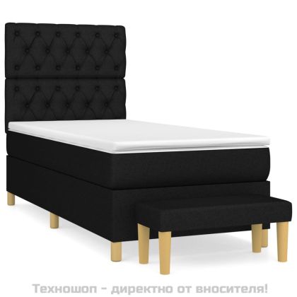 Боксспринг легло с матрак, черно, 80x200 см, плат