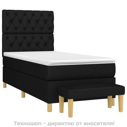 Боксспринг легло с матрак, черно, 80x200 см, плат