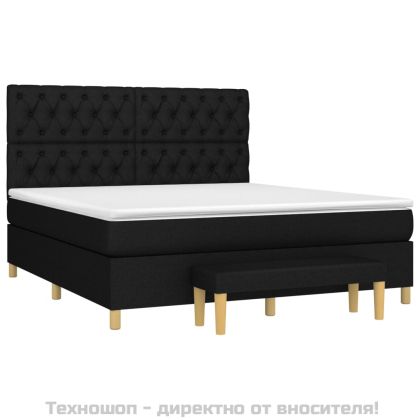 Боксспринг легло с матрак, черно, 160x200 см, плат