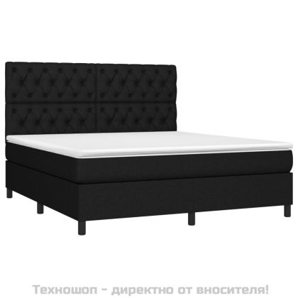 Боксспринг легло с матрак, черно, 160x200 см, плат