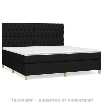 Боксспринг легло с матрак, черно, 200x200 см, плат