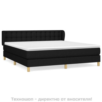 Боксспринг легло с матрак, черно, 180x200 см, плат
