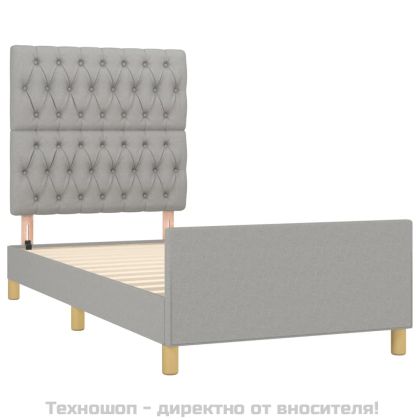 Рамка за легло без матрак, светлосива, 90x200 см, плат