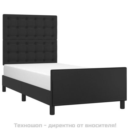 Рамка за легло с табла, черна,90x190 см изкуствена кожа