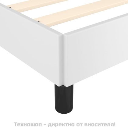 Рамка за легло с табла, бяла, 200x200 см, изкуствена кожа