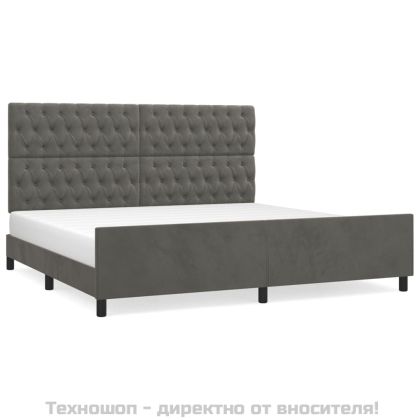 Рамка за легло без матрак, тъмносива, 200x200 см, кадифе