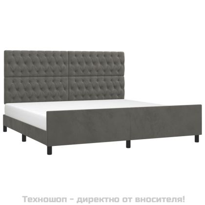 Рамка за легло без матрак, тъмносива, 200x200 см, кадифе