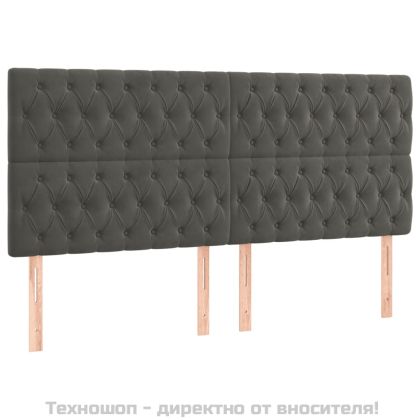 Рамка за легло без матрак, тъмносива, 200x200 см, кадифе