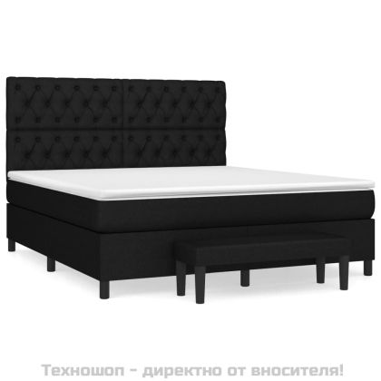 Боксспринг легло с матрак, черно, 160x200 см, плат