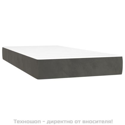 Боксспринг легло с матрак, тъмносиво, 100x200 см, кадифе