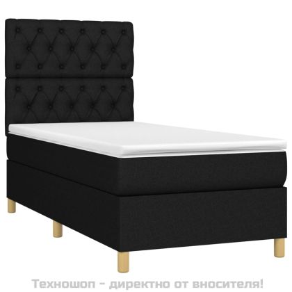 Боксспринг легло с матрак и LED, черно, 80x200 см, плат