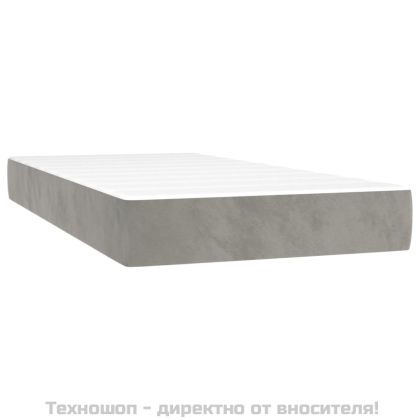 Боксспринг легло с матрак, светлосиво, 200x200 см, кадифе