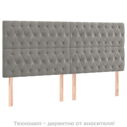 Боксспринг легло с матрак, светлосиво, 200x200 см, кадифе