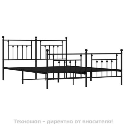 Метална рамка за легло с горна и долна табла, черна, 183x213 см