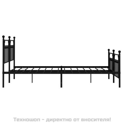 Метална рамка за легло с горна и долна табла, черна, 183x213 см