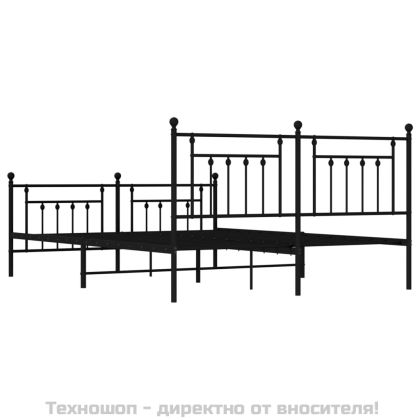 Метална рамка за легло с горна и долна табла, черна, 183x213 см