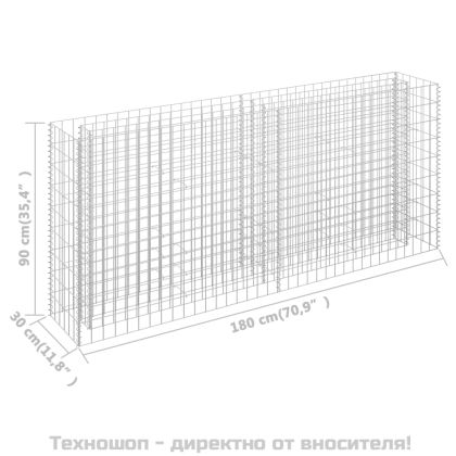 Габион повдигната леха, поцинкована стомана, 180x30x90 см