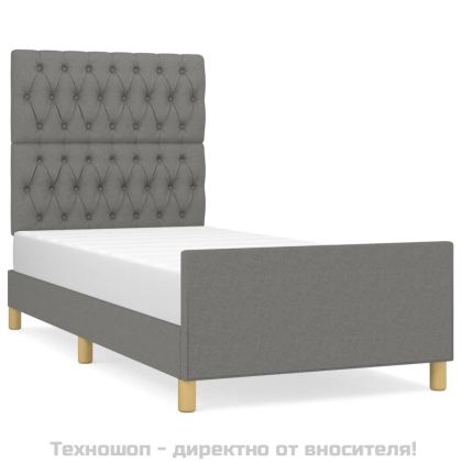 Рамка за легло без матрак, тъмносива, 90x200 см, плат