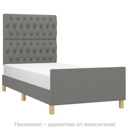 Рамка за легло без матрак, тъмносива, 90x200 см, плат