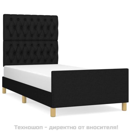 Рамка за легло без матрак, Черно, 90x200 см, плат