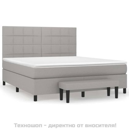 Боксспринг легло с матрак, светлосиво, 160x200 см, плат