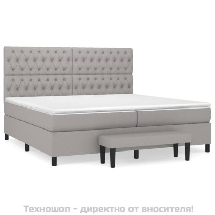 Боксспринг легло с матрак, светлосиво, 200x200 см, плат