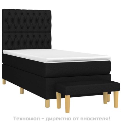Боксспринг легло с матрак, черно, 90x200 см, плат