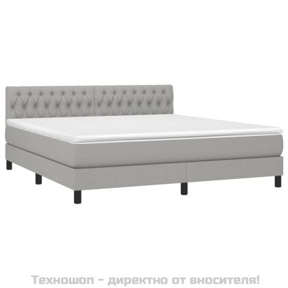 Боксспринг легло с матрак, светлосиво, 180x200 см, плат