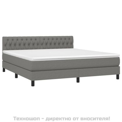Боксспринг легло с матрак, тъмносиво, 180x200 см, плат