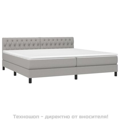 Боксспринг легло с матрак, светлосиво, 200x200 см, плат