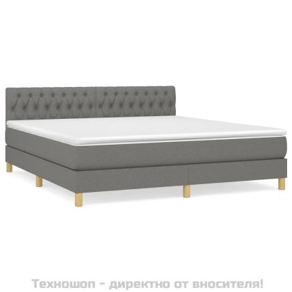 Боксспринг легло с матрак, тъмносиво, 180x200 см, плат