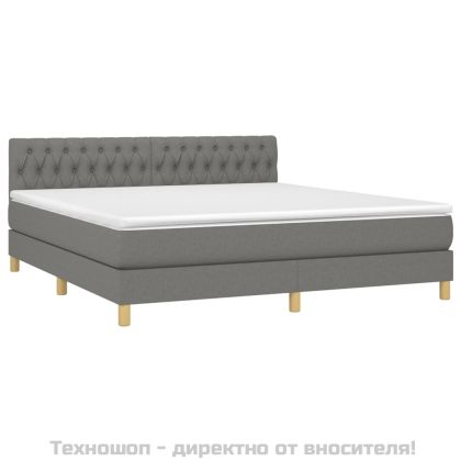 Боксспринг легло с матрак, тъмносиво, 180x200 см, плат