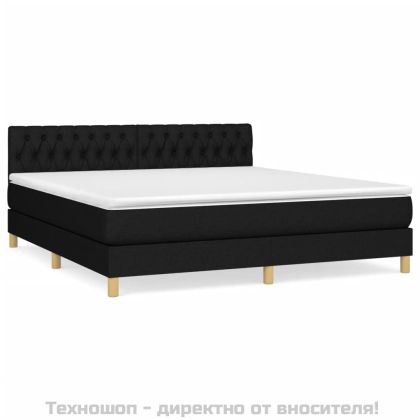 Боксспринг легло с матрак, черно, 180x200 см, плат