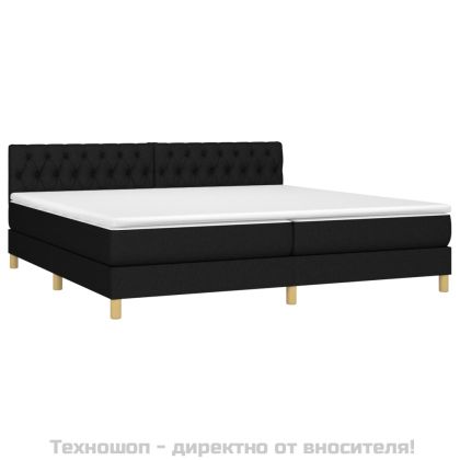 Боксспринг легло с матрак, черно, 200x200 см, плат