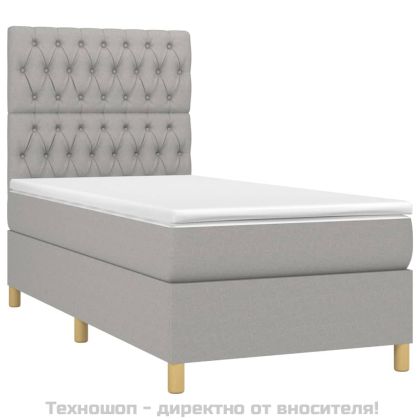 Боксспринг легло с матрак, светлосиво, 100x200 см, плат