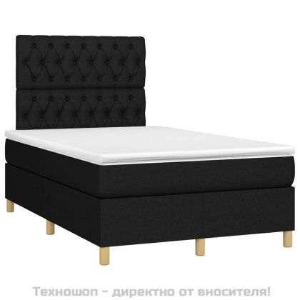 Боксспринг легло с матрак, черно, 120x200 см, плат