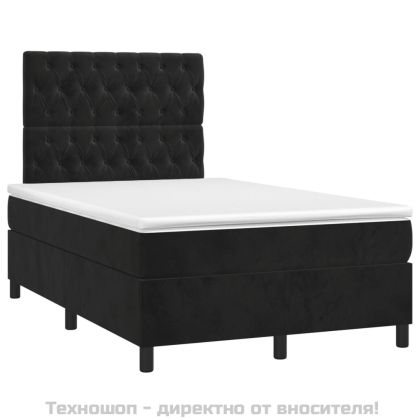 Боксспринг легло с матрак, черно, 120x200 см, кадифе