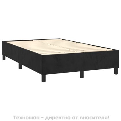 Боксспринг легло с матрак, черно, 120x200 см, кадифе