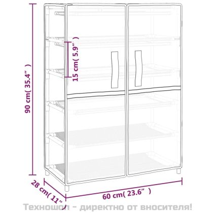 Шкаф за обувки, черен, 60x28x90 см, плат