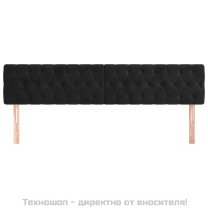 Табла за легло, черна, 200x7x78/88 см, кадифе