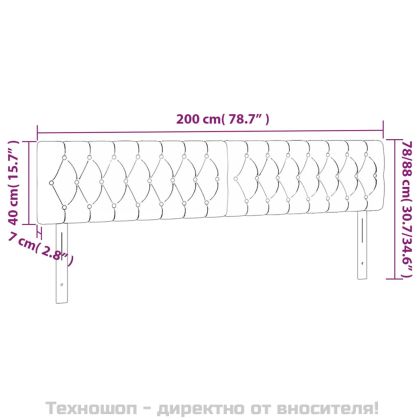 Табла за легло, черна, 200x7x78/88 см, кадифе