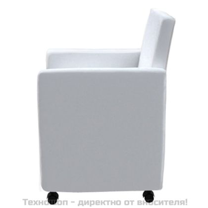 Трапезни столове, 4 бр, бели, изкуствена кожа