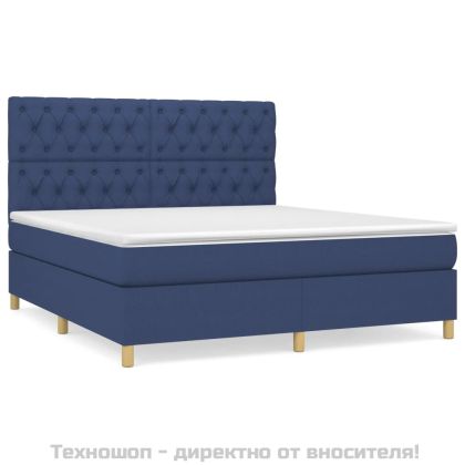 Боксспринг легло с матрак, синьо, 160x200 см, плат