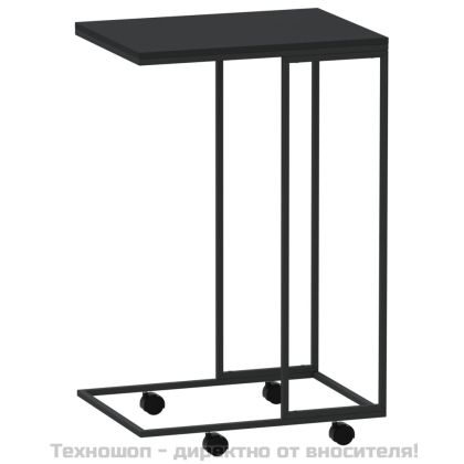 Помощна маса с колелца черна 40x30x63,5 см инженерно дърво