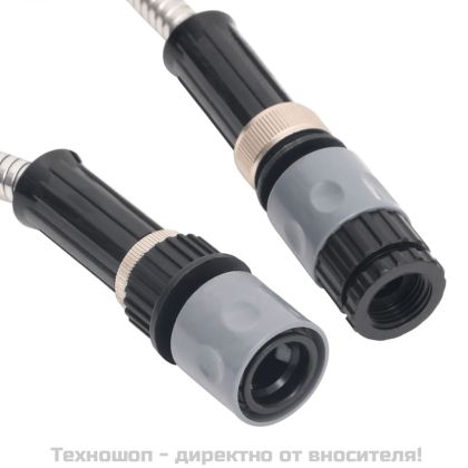 Градински маркуч с дюза сребрист 0,6" 30 м неръждаема стомана