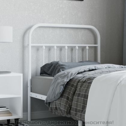 Метална резервна табла за легло, бяла, 90 см