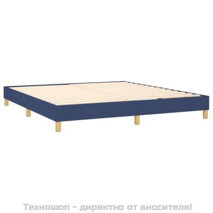 Боксспринг легло с матрак и LED, синьо, 160x200 см, плат