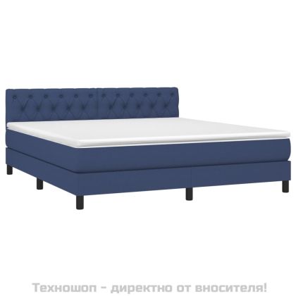 Боксспринг легло с матрак, синьо, 160x200 см, плат