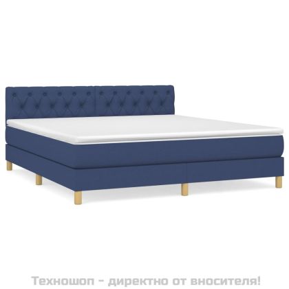 Боксспринг легло с матрак, синьо, 160x200 см, плат